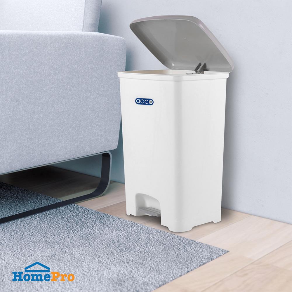 ถังขยะเหยียบเหลี่ยม CHIC ขนาด 42L สีขาว/เทา