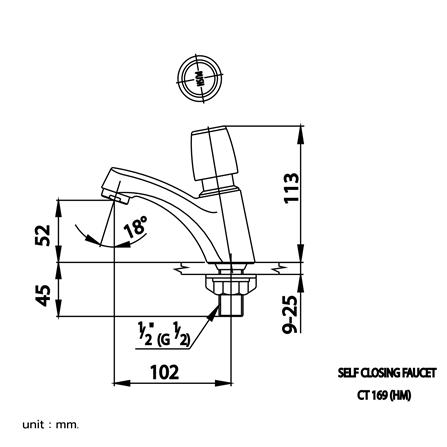 ก๊อกอ่างล้างหน้าเดี่ยว COTTO CT169(HM) สีโครม_1