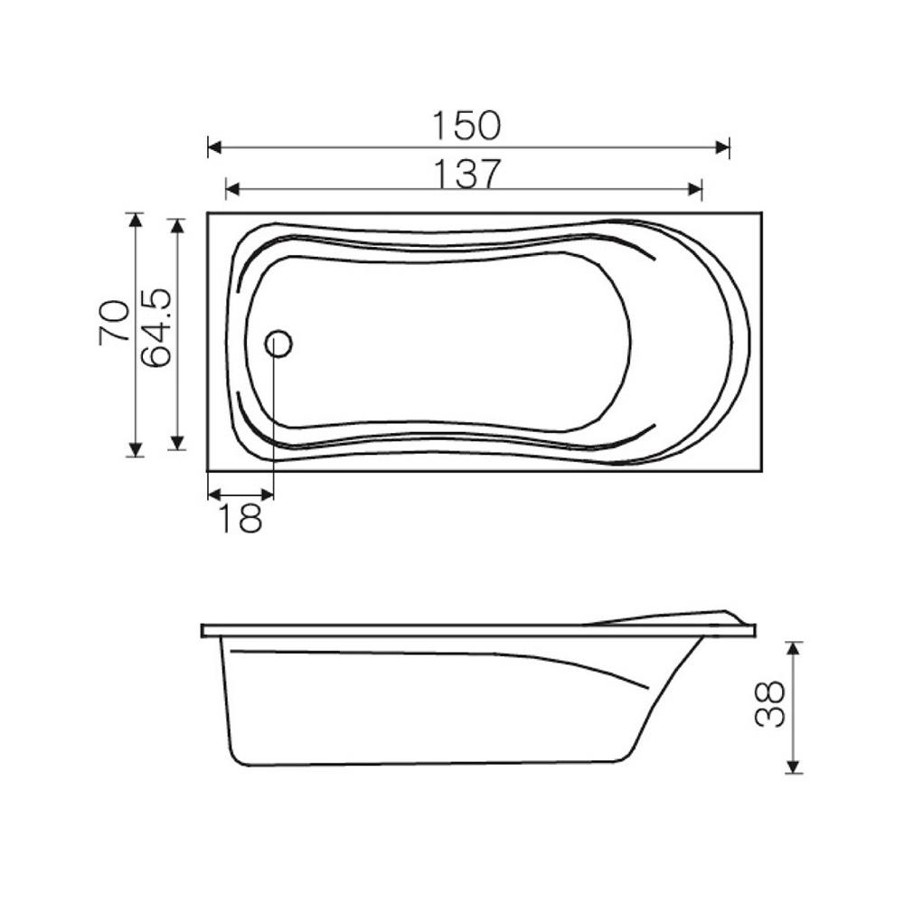 อ่างอาบน้ำ BATHROOM DESIGN BD-BAC15001 150 ซม. สีขาว