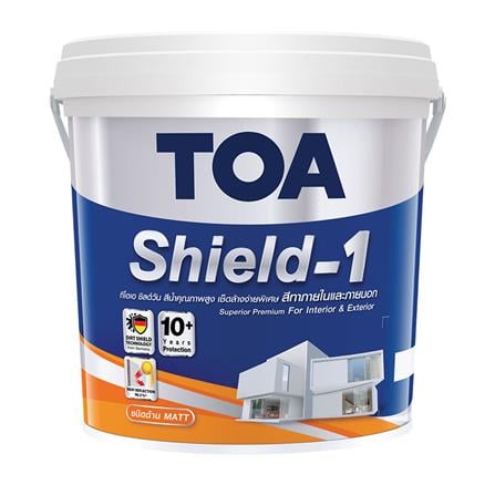 สีน้ำทาภายนอก ชนิดด้าน TOA SHIELD-1 BASE A สีขาว 2.5 แกลลอน