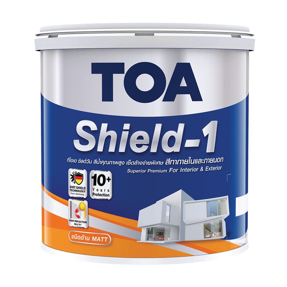 สีน้ำทาภายนอก ชนิดด้าน TOA SHIELD-1 BASE A สีขาว 1 แกลลอน