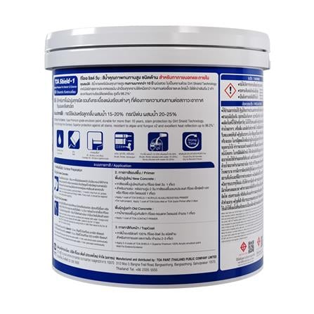 สีน้ำทาภายนอก ชนิดด้าน TOA SHIELD-1 BASE A สีขาว 1 แกลลอน_1