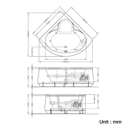 อ่างน้ำวนอัดอากาศ CRISTINA CT-9931 FWA 120 ซม._3