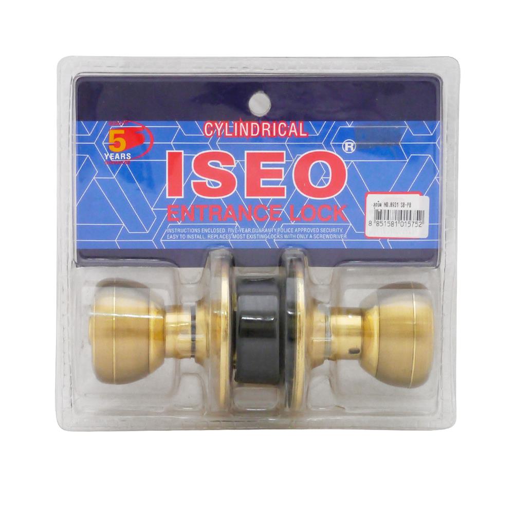 KEYED ENTRY DOOR KNOB ISEO 8931 SB/PB BRASS