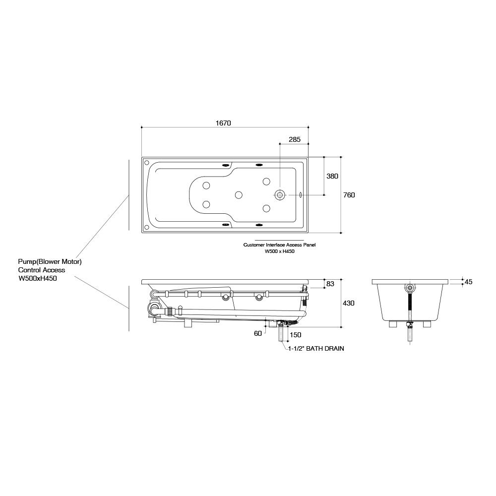 อ่างอาบน้ำ 167.5 ซม. KOHLER K-18779X-0 สีขาว