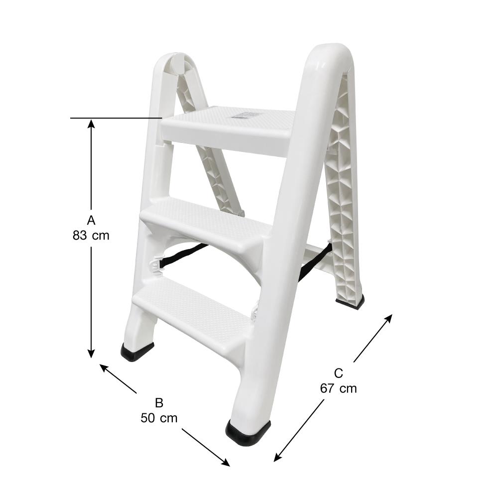 บันไดพลาสติก MATALL 3 ชั้น สีขาว
