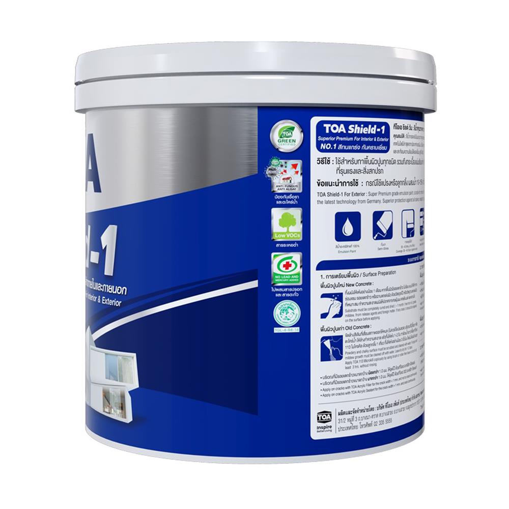 สีน้ำทาภายนอก ชนิดกึ่งเงา TOA SHIELD-1 BASE A สีขาว 1 แกลลอน