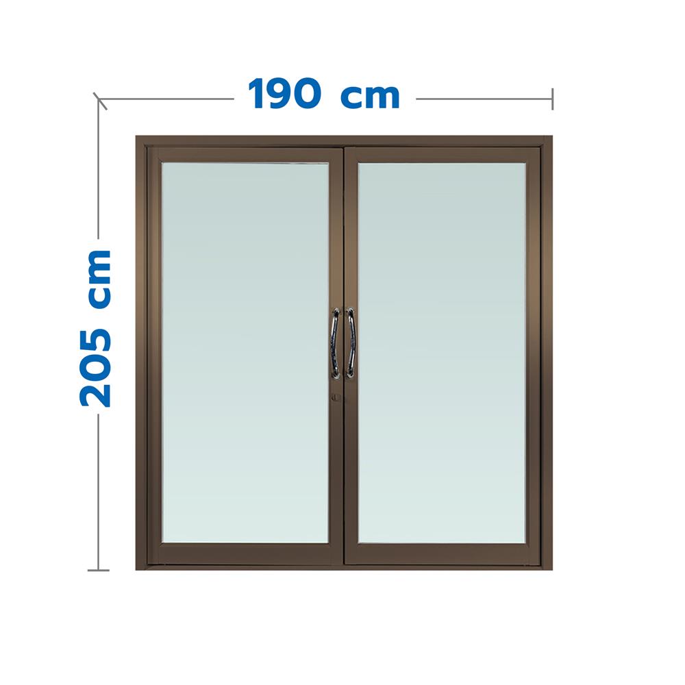 ประตูบานสวิงคู่ อะลูมิเนียม WINDOW ASIA 190X205 ซม. สีชา