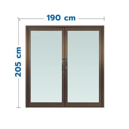ประตูบานสวิงคู่ อะลูมิเนียม WINDOW ASIA 190X205 ซม. สีชา_0