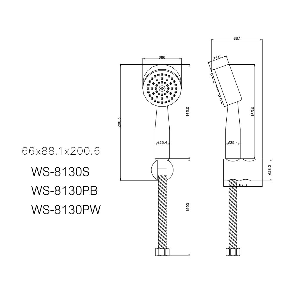 ชุดฝักบัวสายอ่อน 1 ระดับ WS รุ่น WS-8130PW สีขาว