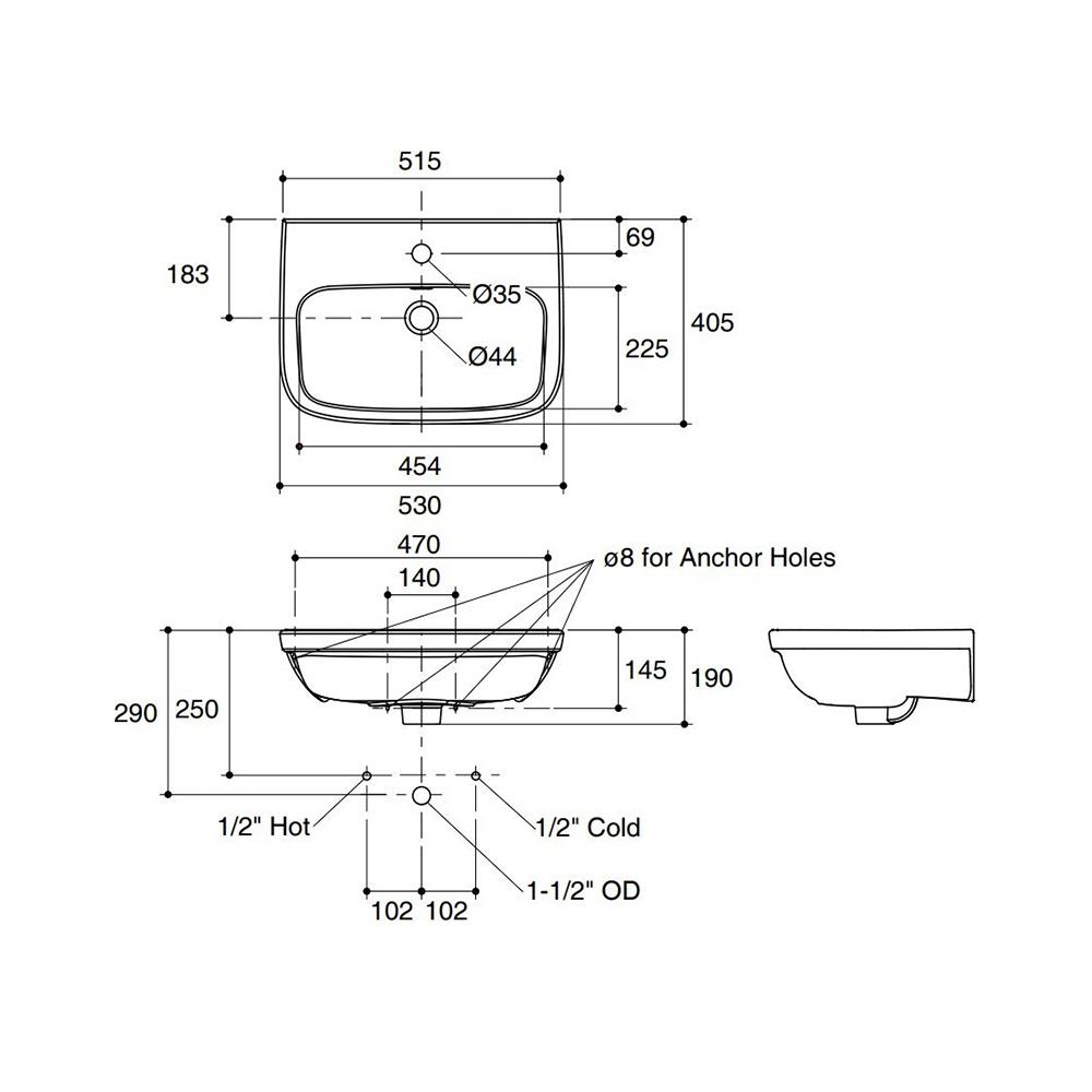 อ่างล้างหน้าแขวน KARAT K-45355X สีขาว