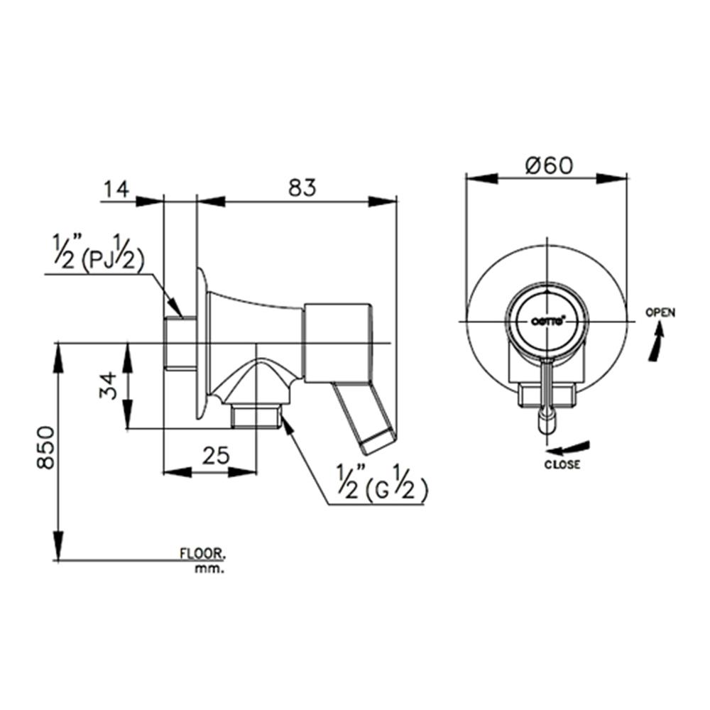 วาล์วฝักบัว 1 ทาง COTTO CT1092C33(HM)