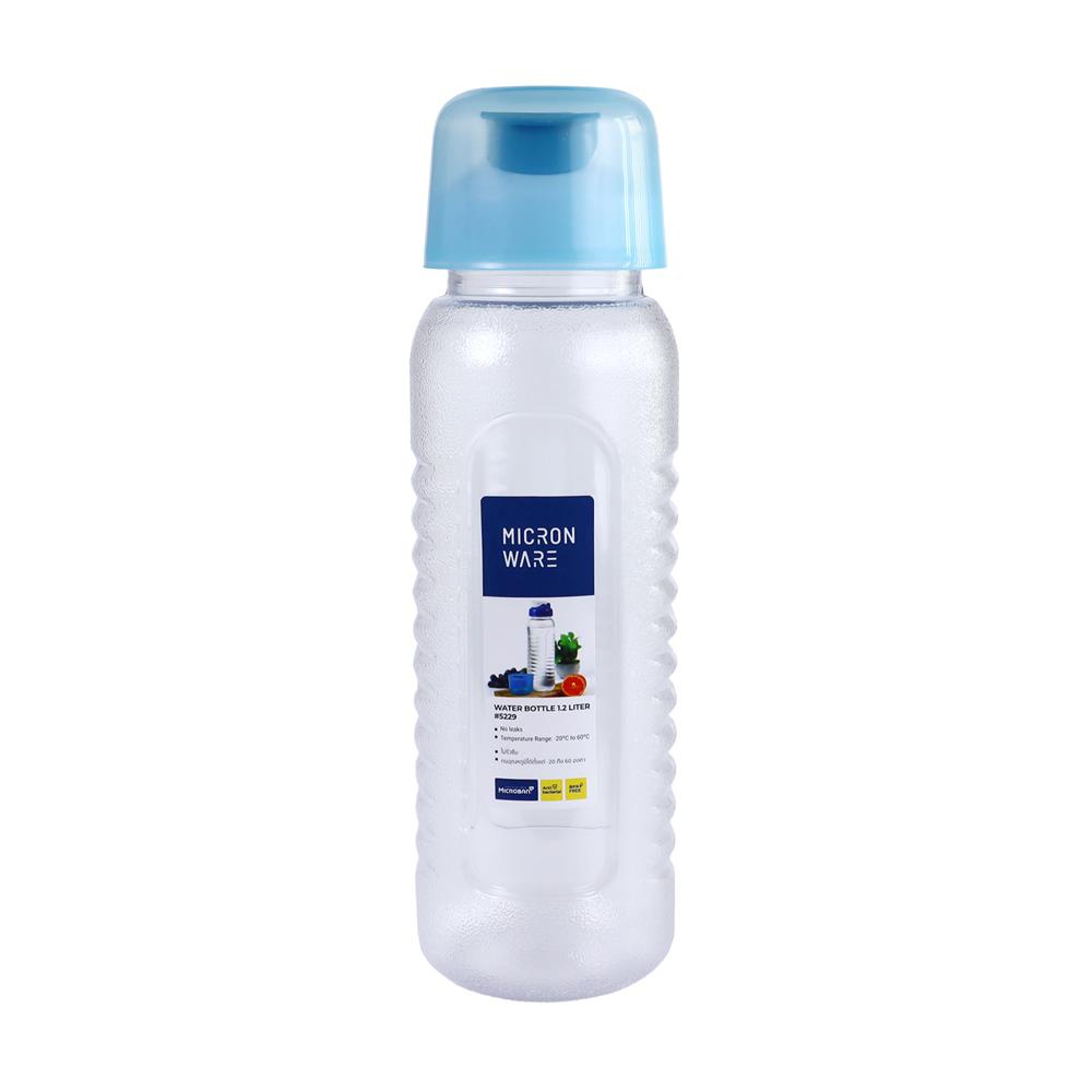ขวดน้ำทรงกลมฝาดึง MICRONWARE 1.2 ลิตร สีฟ้า