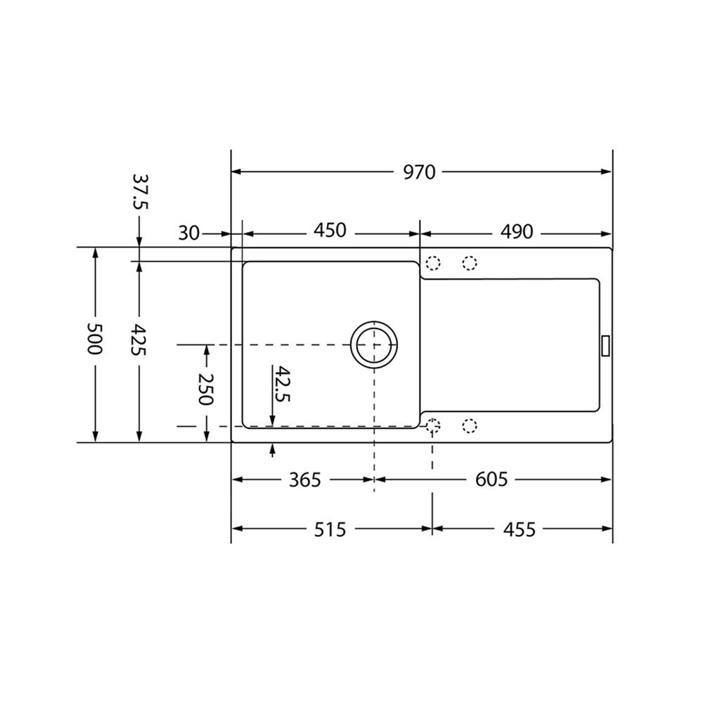 ซิงค์ฝัง 1 หลุม 1 ที่พัก FRANKE MRG 611 สีขาว