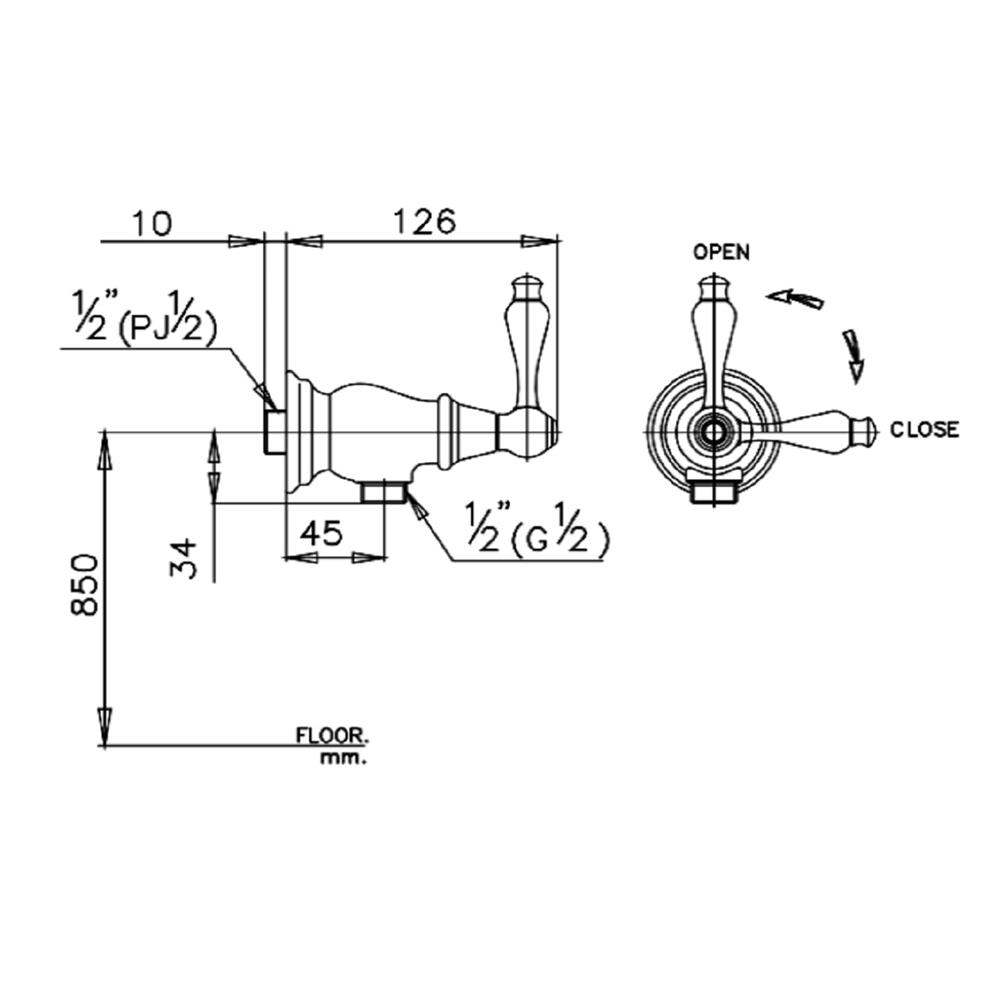 วาล์วฝักบัว 1 ทาง COTTO CT106C17(HM)