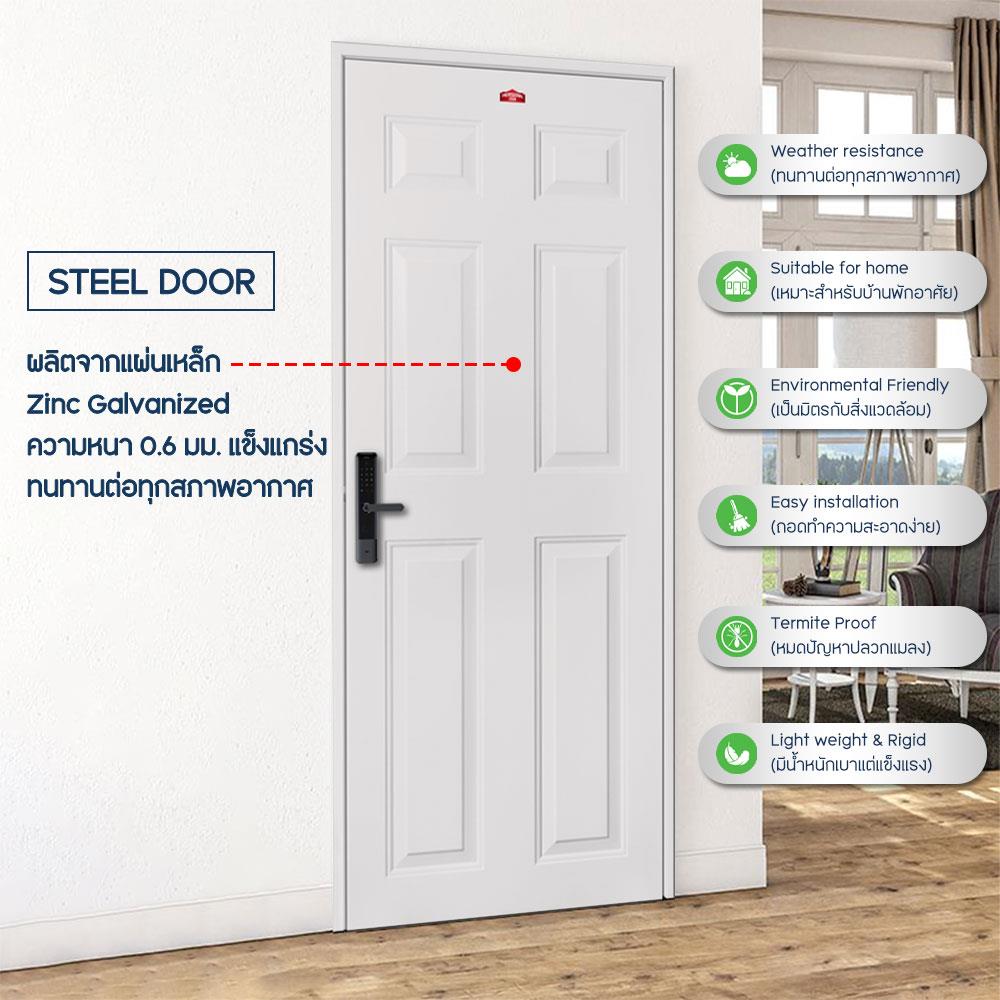 ประตูภายนอกเหล็ก เจาะลูกบิด PROFESSIONAL DOOR A1C 79.2x199.4 ซม. สีครีม
