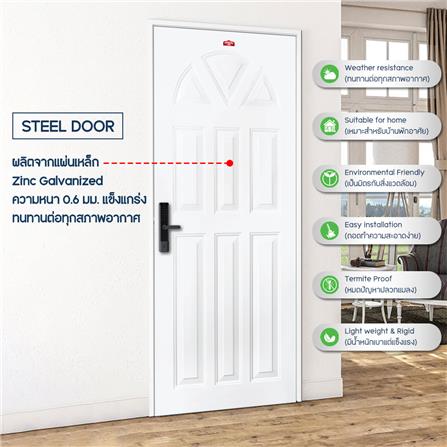 ประตูภายนอกเหล็ก เจาะลูกบิด PROFESSIONAL DOOR B1W 79.2x199.4 ซม. สีขาว_3