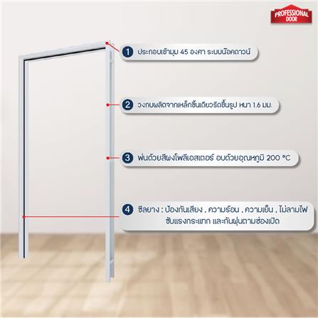 วงกบประตูเหล็ก PROFESSIONAL DOOR FR1RG 80X200 ซม. สีเทา_4