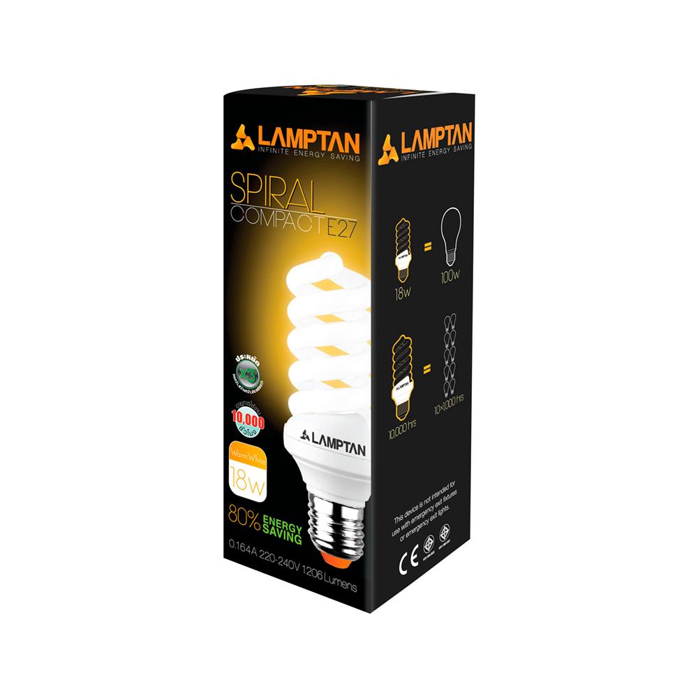 หลอดประหยัด LAMPTAN SPIRAL MT 18 วัตต์ WARMWHITE