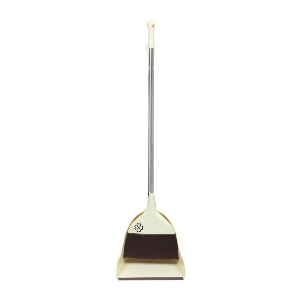 ชุดไม้กวาดพร้อมที่โกยผง ด้ามสเตนเลส ACCO XG-2066 12 นิ้ว สีครีม