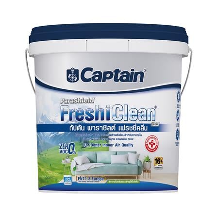 สีน้ำทาภายใน ชนิดกึ่งเงา CAPTAIN FRESHI CLEAN ULTRA BASE C สีขาว 2.5 แกลลอน_0