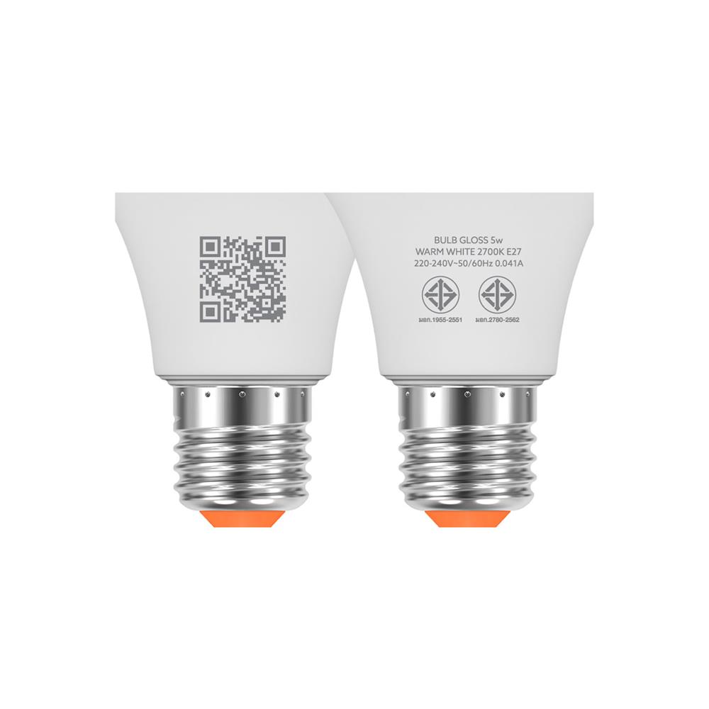 หลอด LED LAMPTAN BULB GLOSS 5 วัตต์ WARM WHITE E27 (แพ็ก 2 ชิ้น)