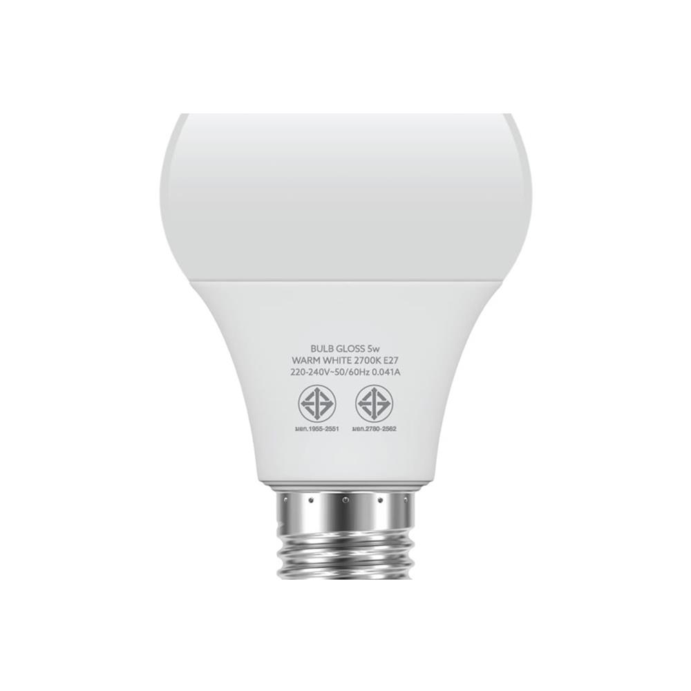 หลอด LED LAMPTAN BULB GLOSS 5 วัตต์ WARMWHITE แพ็ก 2 ชิ้น