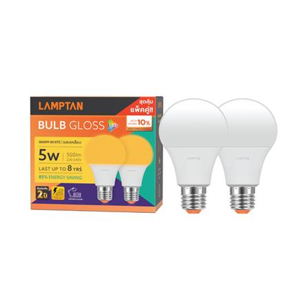 หลอด LED LAMPTAN BULB GLOSS 5 วัตต์ WARMWHITE แพ็ก 2 ชิ้น_2