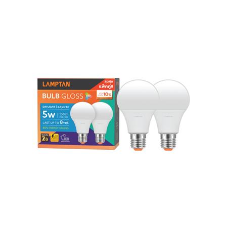 หลอด LED LAMPTAN BULB GLOSS 5 วัตต์ DAYLIGHT แพ็ก 2 ชิ้น_1