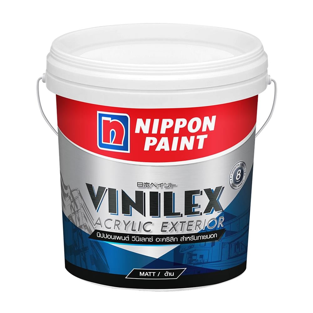 สีน้ำทาภายนอก ชนิดด้าน NIPPON PAINT VINILEX ACRYLIC BASE D สีขาว 2.5 แกลลอน