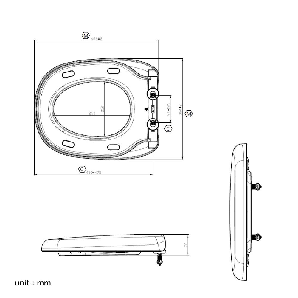 ฝารองนั่ง SLOW CLOSE AMERICAN STANDARD 510000S-WT
