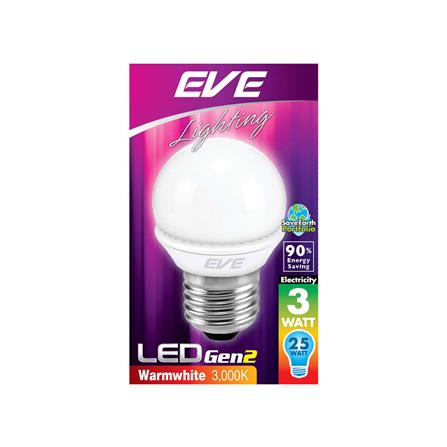 หลอดไฟ LED EVE ROUND GEN2 3 วัตต์ WARMWHITE E27 สีเหลือง_1