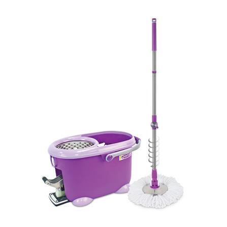 ชุดอุปกรณ์ถังปั่นพร้อมไม้ม็อบ BE WISH DOUBLE WASH BOBO MAX SERIES 2 สีม่วง