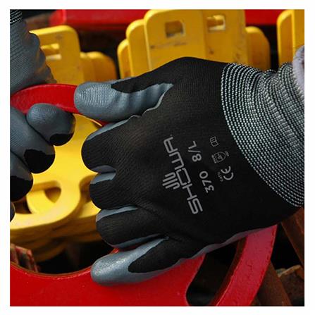 RUBBER-COATED NYLON GLOVES SHOWA 370 SIZE L BLACK