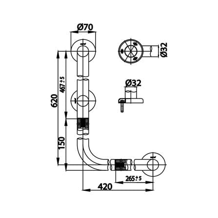 ราวกันลื่นตัว L COTTO CT751L/R#SA(HM)_1