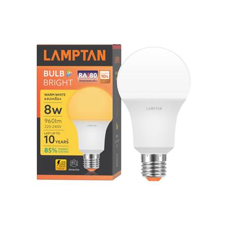 หลอด LED LAMPTAN A60 BRIGHT 8 วัตต์ WARM WHITE E27_2
