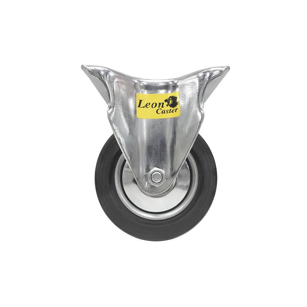 RIGID PLATE RUBBER CASTER WITHOUT BRAKE LEON 4IN BLACK