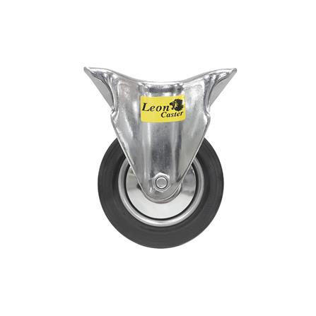 RIGID PLATE RUBBER CASTER WITHOUT BRAKE LEON 4IN BLACK_0