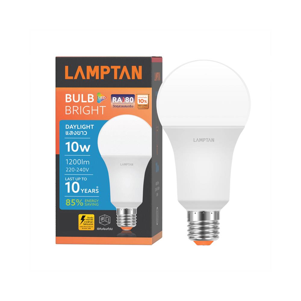 หลอด LED LAMPTAN A60 BRIGHT 10 วัตต์ DAYLIGHT E27