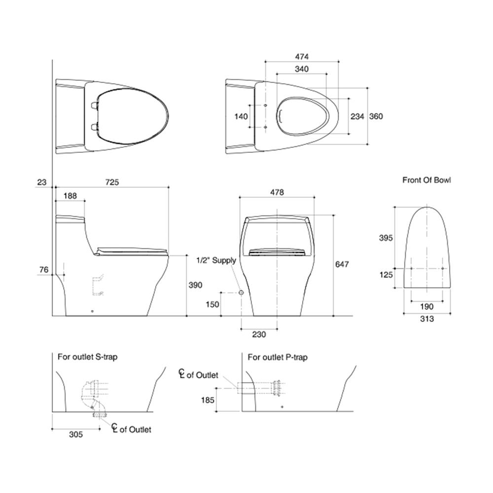 สุขภัณฑ์ 1 ชิ้น KARAT K72479XSP 4.5L สีขาว