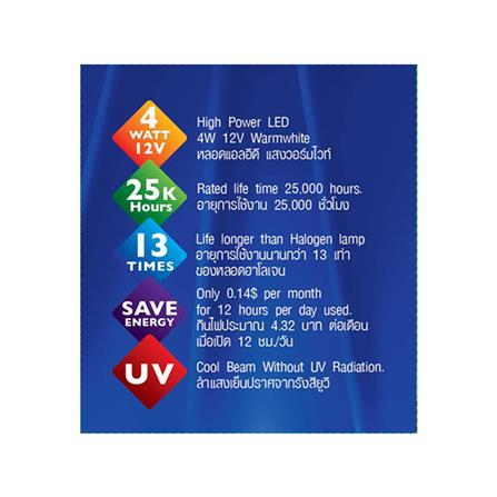 หลอดไฟ LED EVE MR16 FOG 12 โวลต์ 4 วัตต์ WARMWHITE GU5.3 สีเหลือง_2