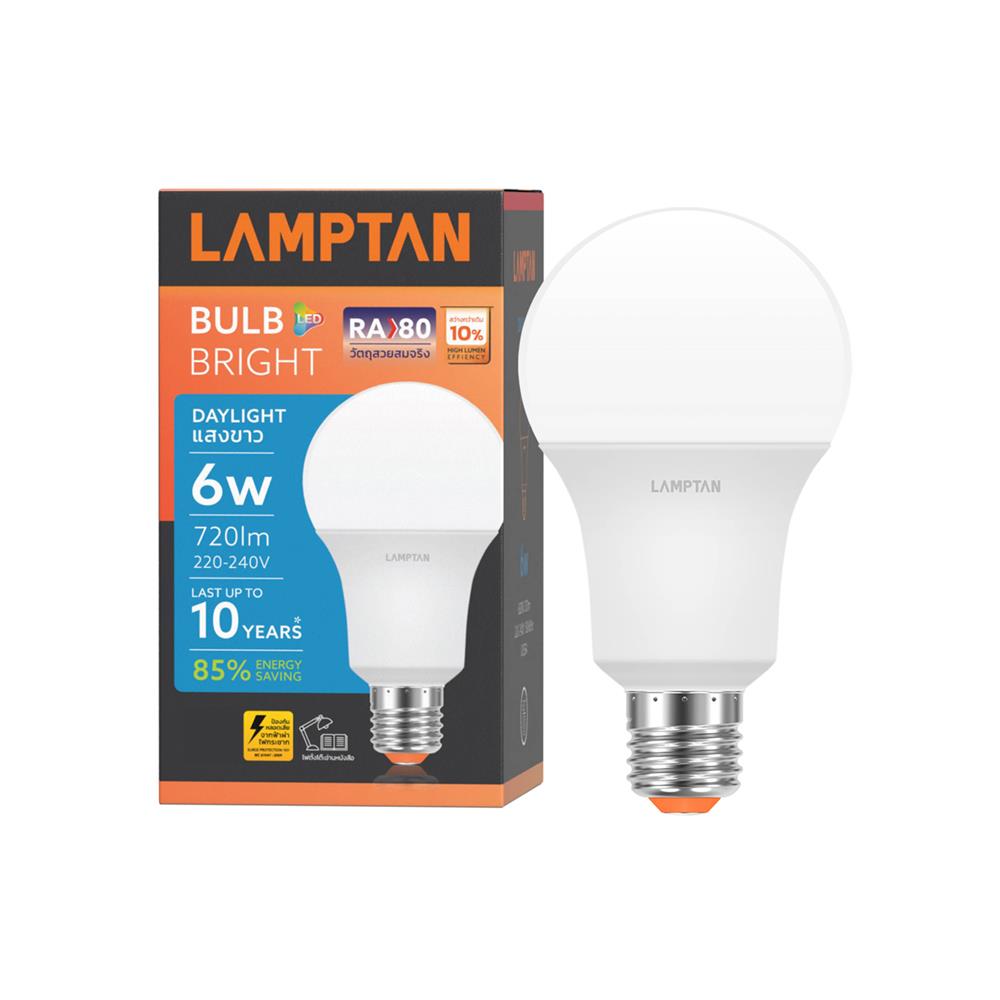 หลอด LED LAMPTAN A60 BRIGHT 6 วัตต์ DAYLIGHT E27