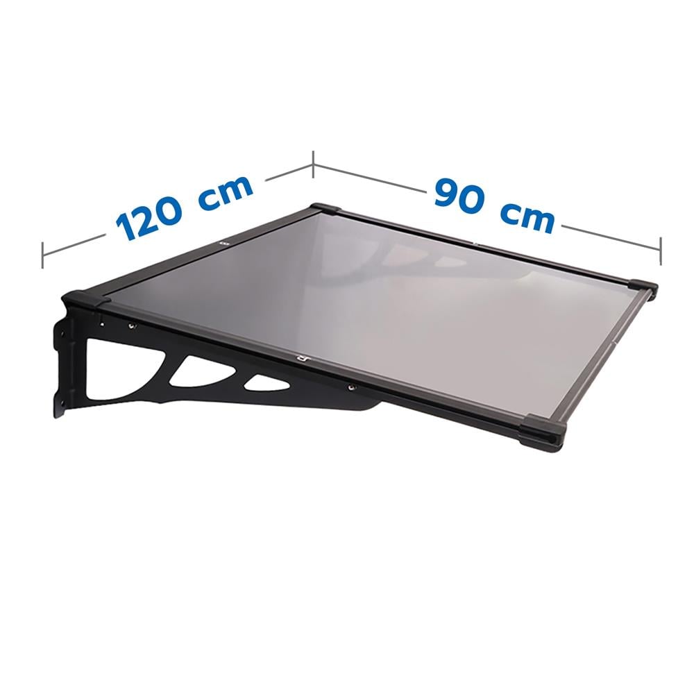 กันสาดโพลีคาร์บอเนต ขาอะลูมิเนียม SUNSHIELD MAX-SERIES 90x120 ซม. 3 มม. สีเทาอ่อน