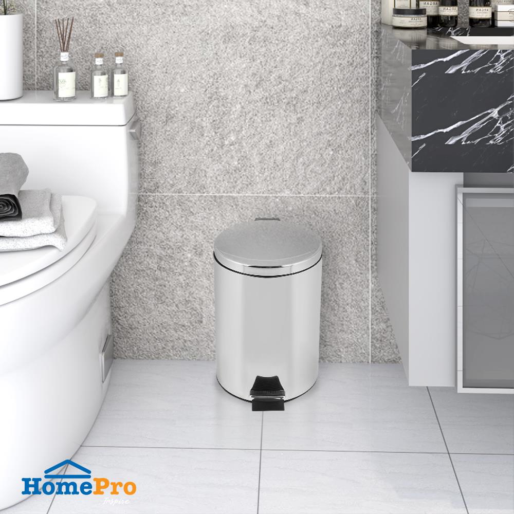 ถังขยะเหยียบกลม ACCO HP-007 ขนาด 12L สีเงิน