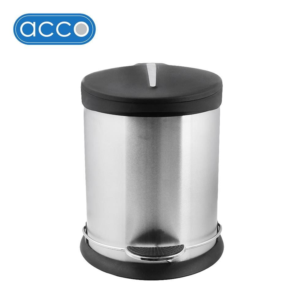 ถังขยะเหยียบกลม ACCO HP-008 ขนาด 5L สีเงิน