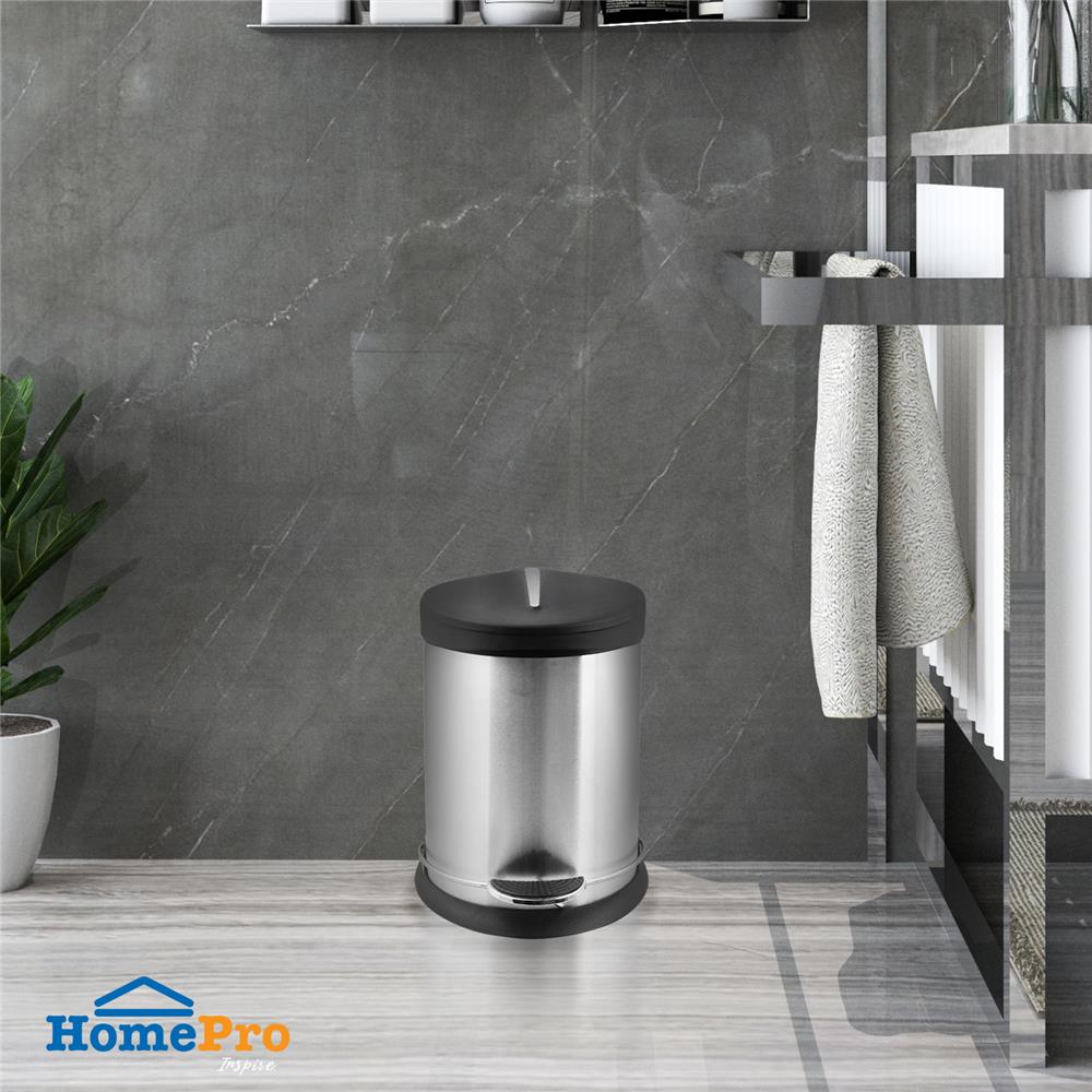 ถังขยะเหยียบกลม ACCO HP-008 ขนาด 5L สีเงิน