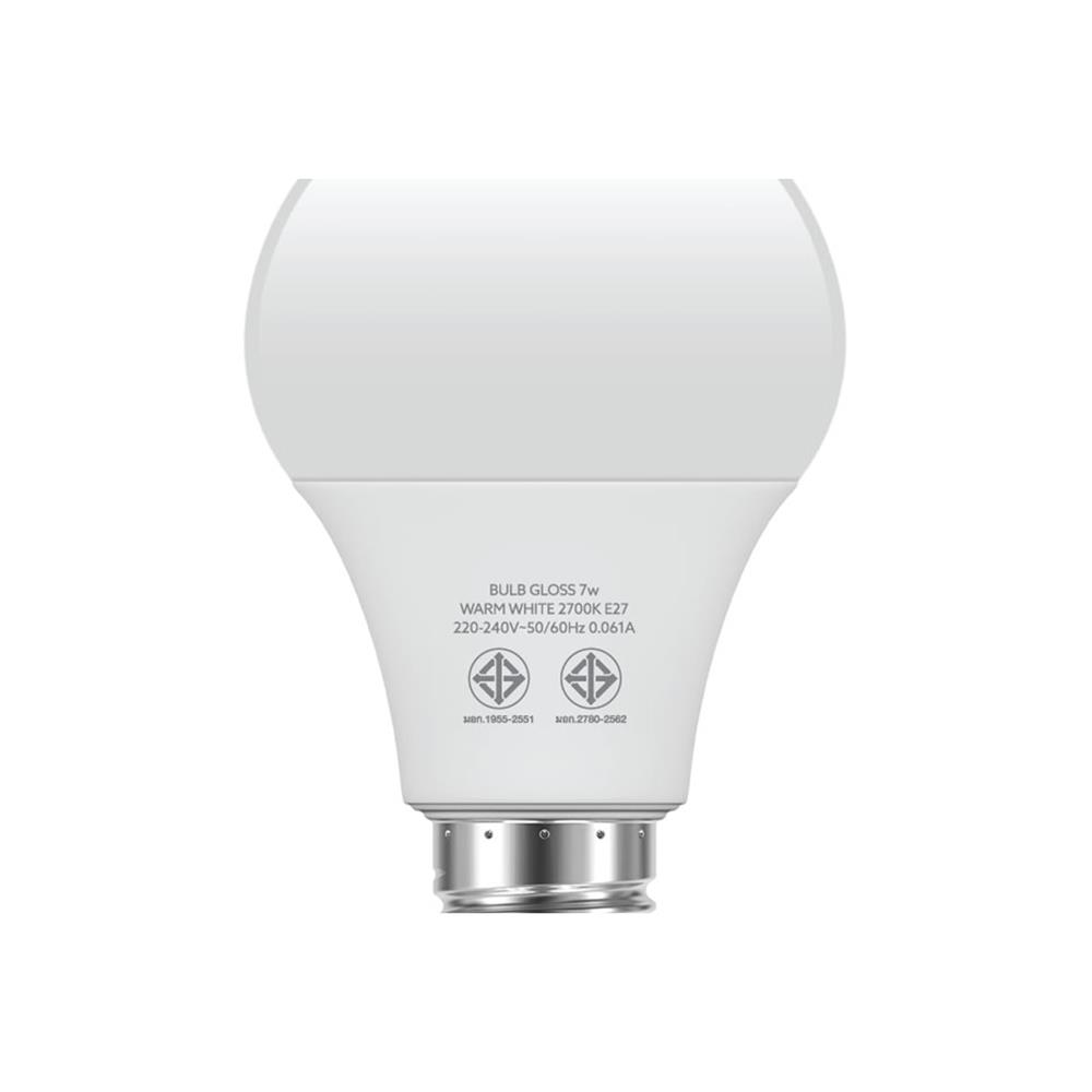 หลอด LED LAMPTAN BULB GLOSS 7 วัตต์ E27 WARMWHITE แพ็ค 2 ชิ้น