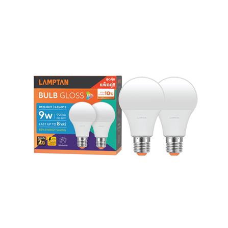 หลอด LED LAMPTAN BULB GLOSS 9 วัตต์ E27 DAYLIGHT แพ็ค 2 ชิ้น_1