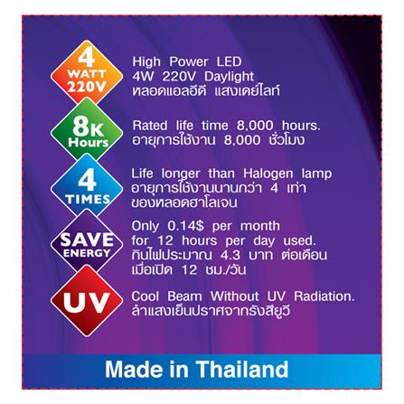 หลอดไฟ LED EVE MR16 STEAM 220 โวลต์ 4 วัตต์ DAYLIGHT GU5.3 สีขาว_4