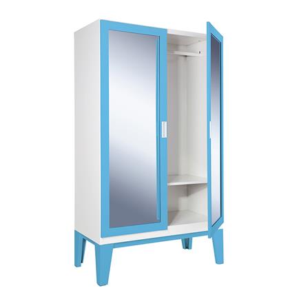 ตู้เสื้อผ้าเหล็กบานเปิดกระจกเงา KIOSK WD-02 120 ซม. สีฟ้า_1